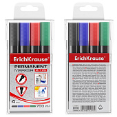  Набор маркеров ErichKrause, 4 цвета, P-170, (черный, синий, красный, зеленый), 11797 