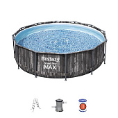  Бассейн каркасный Bestway Steel Pro Max 366х100см, 9150л, ф-насос, лестница, чехол, совместим с картртиджем 58094(ll)  арт.5614X 