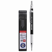  Набор карандаш механический и грифели BRAUBERG METALLIC-X 20, 2 мм HB 12 штук, 181967 