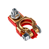  Клеммы АКБ медь (+/-) Европа SKYWAY 015 болт защитные колпачки комп.2 шт 