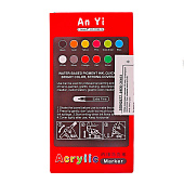  Набор акриловых маркеров 12 штук, пулевидный наконечник 2 мм, линия от 1 мм, 10843677 