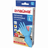 Перчатки нитриловые LAIMA многоразовые ОСОБО ПРОЧНЫЕ, 5 пар  L  голубые 605018