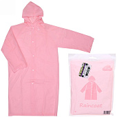  Дождевик-плащ  "Macarons" с капюшоном и завязками, на кнопках,  115х65см, розовый, 110 Мкр  ДоброСад 