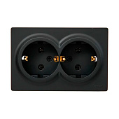  Розетка двойная накладная с заземлением, цвет черн. бархат, Lezard LETO 