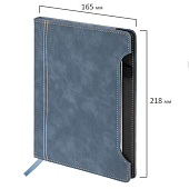 Блокнот А5 BRAUBERG Perfect, 80л, под кожу, софт-тач, держатель, клетка, серо-синий, 116618 Блокнот А5 BRAUBERG Perfect, 80л, под кожу, софт-тач, держатель, клетка, серо-синий, 116618