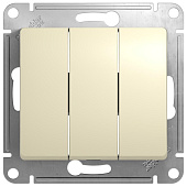 Выключатель встраиваемый 3 клавиши, цвет бежевый, SE Glossa Выключатель встраиваемый 3 клавиши, цвет бежевый, SE Glossa