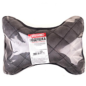  Подушка на подголовник SKYWAY EXPENSIV алькантара Серая (строчка черная) 