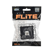 Розетка компьютерная встраиваемая RJ45 UTP cat 5e, цвет черный, IEK FLITE