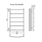  Полотенцесушитель водяной Verona 500/800 6 пер. 1"-1/2" полированный Azario 