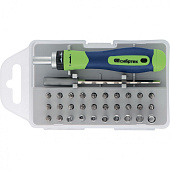 Отвертка реверсивная для точных работ с набором бит и торцевых головок, 32 предм., CrV, Сибртех Отвертка реверсивная для точных работ с набором бит и торцевых головок, 32 предм., CrV, Сибртех