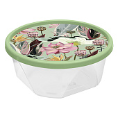 Контейнер круглый 0,85л с декором зеленый 222132918/08 Контейнер круглый 0,85л с декором зеленый 222132918/08