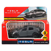 Машина инерционная ТЕХНОПАРК 12см Tesla model x plaid металлическая, MODELX-12-GY-WOD