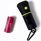  Контейнер с фонариком и с мешками для уборки (15 шт), черный, 9626537 