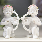 Сувенир Купидон в венке из роз, 6,5х6х5 см, полистоун, 906845 Сувенир Купидон в венке из роз, 6,5х6х5 см, полистоун, 906845