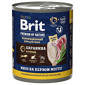  Влажный корм Брит Premium by Nature для собак 850г  баранина, рубец 