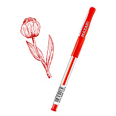  Ручка гелевая красная MAZARI DENISE 0,5мм, корпус пластиковый прозрачный с резиновым гриппом (12/144/1728) /M-5523-72/ 