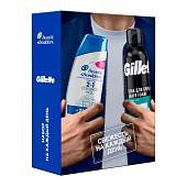  Подарочный набор HS Шамп против перхоти 2в1 ОснУход 200мл+GILLETTE SERIES Пена для бритья успокаивающая 200мл 