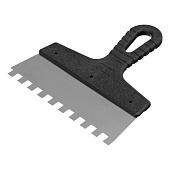  Шпатель зубчатый 200мм, зуб 10х10мм, пластмассовая ручка, нержавеющая сталь 