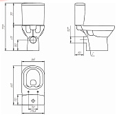  Унитаз-компакт City безободковый, горизонтальный выпуск, сиденье дюропласт, микролифт, фарфор 011 3/5 DPL EO slim Cersanit 