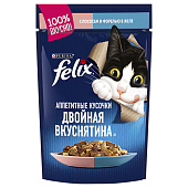  Влажный корм FELIX ДвойнВкус Лосось, Форель желе 75г 