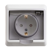 Розетка 1-м СП Этюд IP44 с заземл. защ. шторки бел SchE PC16-044B