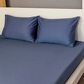 Простыня на резинке 180х200 сатин темный деним Простыня на резинке 180х200 сатин темный деним