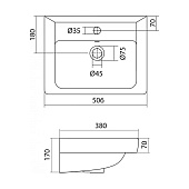  Тумба Ирис 50 подвесная белая с раковиной Тигода 50 50.01 Onika 