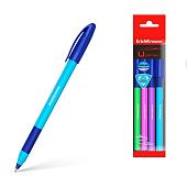  Набор ручек шариковых 4 шт. ErichKrause U-109 Neon Stick&Grip, узел 1.0 мм, грип, черн син 9521498 