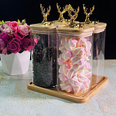 Набор банок для сыпучих продуктов 800 мл на подставке 152-007 Набор банок для сыпучих продуктов 800 мл на подставке 152-007