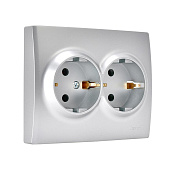 Розетка СП 2-м с/з матовое серебро Карина Розетка СП 2-м с/з матовое серебро Карина