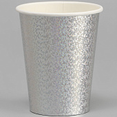 Стаканы бумажные Голография, 6 шт, серебро, 9686227 
