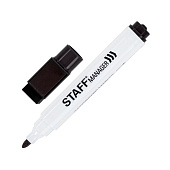  Маркер стираемый черный для белой доски на магните со стирателем, STAFF Manager WBM-002, 3мм,152002 