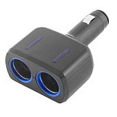 Разветвитель прикуривателя 2 гнезда SKYWAY Черный, предохранитель 5А Разветвитель прикуривателя 2 гнезда SKYWAY Черный, предохранитель 5А