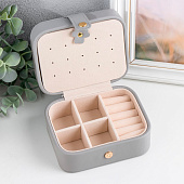  Шкатулка для украшений Стёганая матовая, 12х10х6,3 см, кожзам, серая, 9743489 