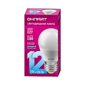  Лампа LED 12Вт Е27, шар, 6500К холодный ОНЛАЙТ 