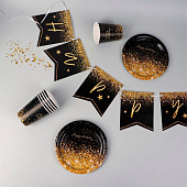 Посуда одноразовая бумажная Happy birthday, 6 тарелок, 6 стаканов, 1 гирлянда Посуда одноразовая бумажная Happy birthday, 6 тарелок, 6 стаканов, 1 гирлянда