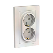  Розетка двойная встраиваемая с заземлением, цвет жемчуг, SE AtlasDesign 