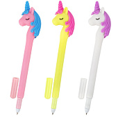  Ручка фигурная шариковая ЮНЛАНДИЯ "Единорог", мягкий силиконовый корп, ассорти, СИНЯЯ, 0,7мм, 143776 