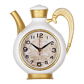  2622-002 (10) Часы настенные чайник 26,5х24см, корпус корпус белый с золотом "Классика" "Рубин" 