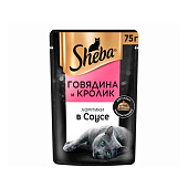 Влажный корм Sheba для взрослых кошек говядина, кролик в соусе 75г
