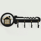  Ключница дерево "Ключ от дома" чёрный, зеркальный 4,5х40,5х14,5 см   9923272 