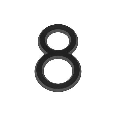  Номер дверной "8" черный, пластик, 50мм, FUARO 
