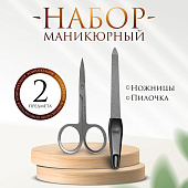 Набор маникюрный (ножницы, пилка металл), чёрный/серебро, пакет, 4103281 Набор маникюрный (ножницы, пилка металл), чёрный/серебро, пакет, 4103281