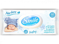 Влажные салфетки детские SMILE BABY 60 шт с пластиковым клапаном NEW BORN Влажные салфетки детские SMILE BABY 60 шт с пластиковым клапаном NEW BORN