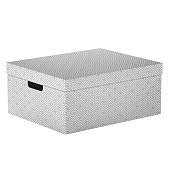  Коробка для хранения складная с крышкой "Орнамент", Д280 Ш370 В180, серый RUU-12 