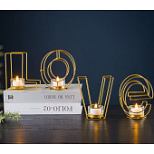 Подсвечник Love, 13,5х42 см, золото, 7381524