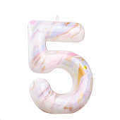 Свеча в торт "Белый мрамор", цифра "5", 8 см 6990834 Свеча в торт "Белый мрамор", цифра "5", 8 см 6990834