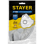 Плоская полумаска фильтрующая STAYER FV-80 FFP1 с клапаном Плоская полумаска фильтрующая STAYER FV-80 FFP1 с клапаном