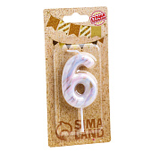 Свеча в торт "Белый мрамор", цифра "6", 8 см 6990835 Свеча в торт "Белый мрамор", цифра "6", 8 см 6990835