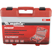 Набор слесарно-монтажный, 112 предм., 1/2", 1/4", 5/16", Matrix PROFI 13586, с квадратами